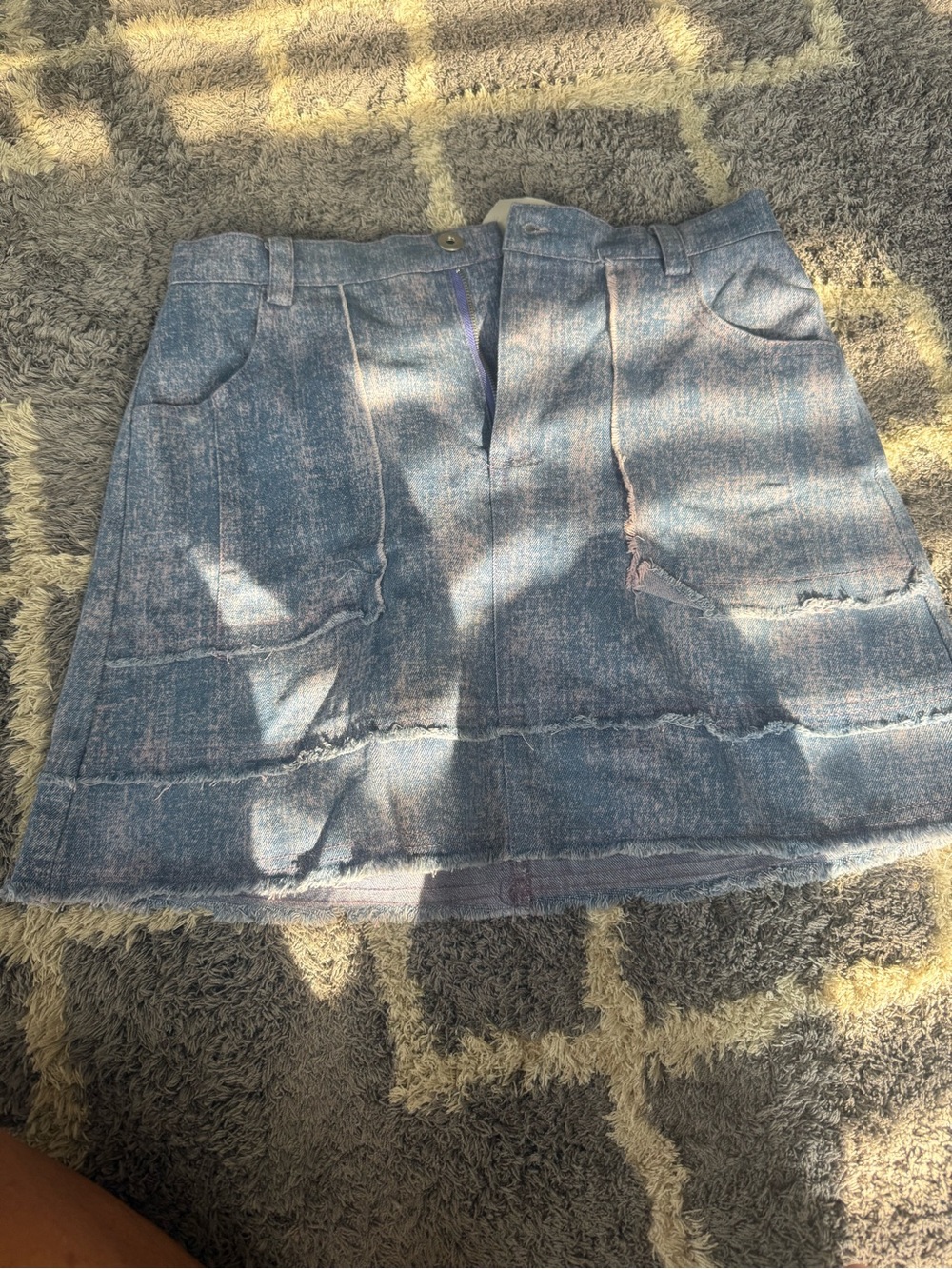 Very J Light Blue Denim Mini Skirt with Front Pockets